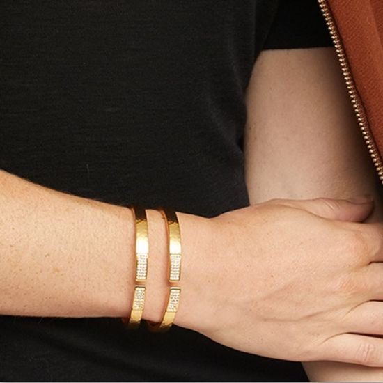 Silver/Gold Meridian Classic Hinged Bangle - Brighton main image 1