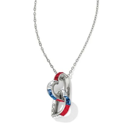 Picture of Brighton Spectrum Hearts Long Necklace - Red, White & Blue Swarovski Crystals