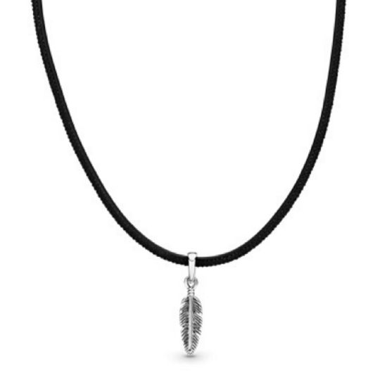 Picture of Pandora Black Leather Feather Choker