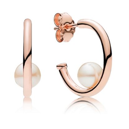 Picture of Pandora Rose Contemporary Pearl 3/4 Hoop Post Earrings