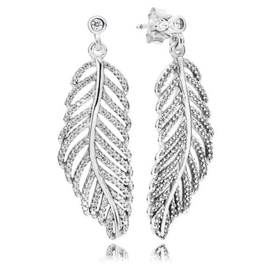 Picture of Pandora Light as a Feather Post Drop Earrings