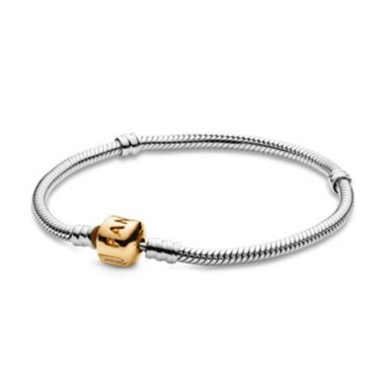 Picture of Pandora Barrel Clasp Charm Bracelet - Sterling Silver with 14k Gold Clasp