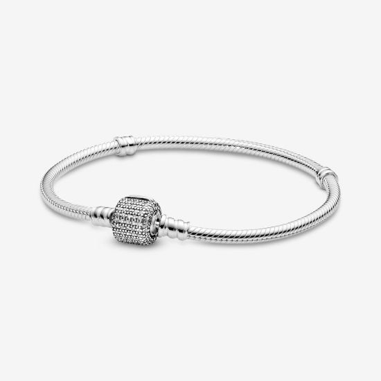 Picture of Pandora Pavé Barrel Clasp Charm Bracelet - Sterling Silver with CZ