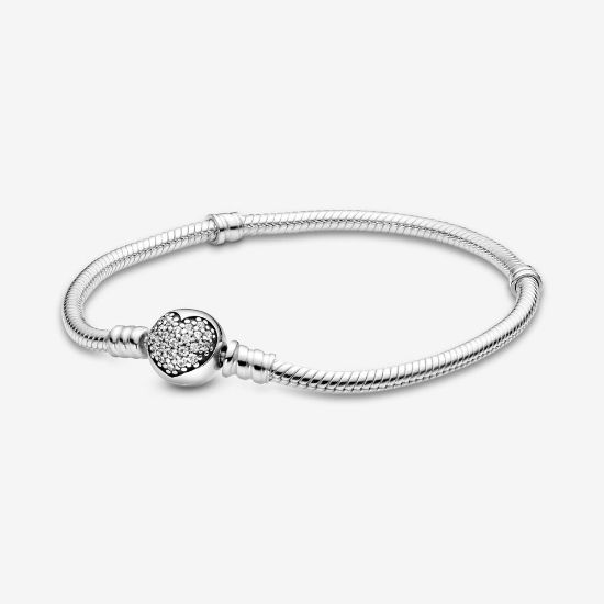 Picture of Pandora Sparkling Heart Charm Bracelet - Sterling Silver