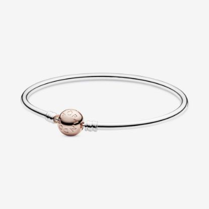 Picture of Pandora Rose Clasp Bangle Charm Bracelet - Sterling Silver & Pandora Rose